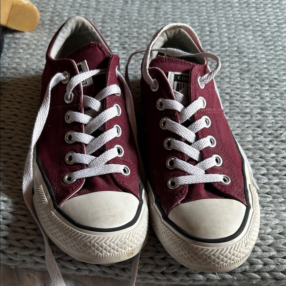 Converse Shoes - Converse Maroon Canvas Sneakers with White Accents